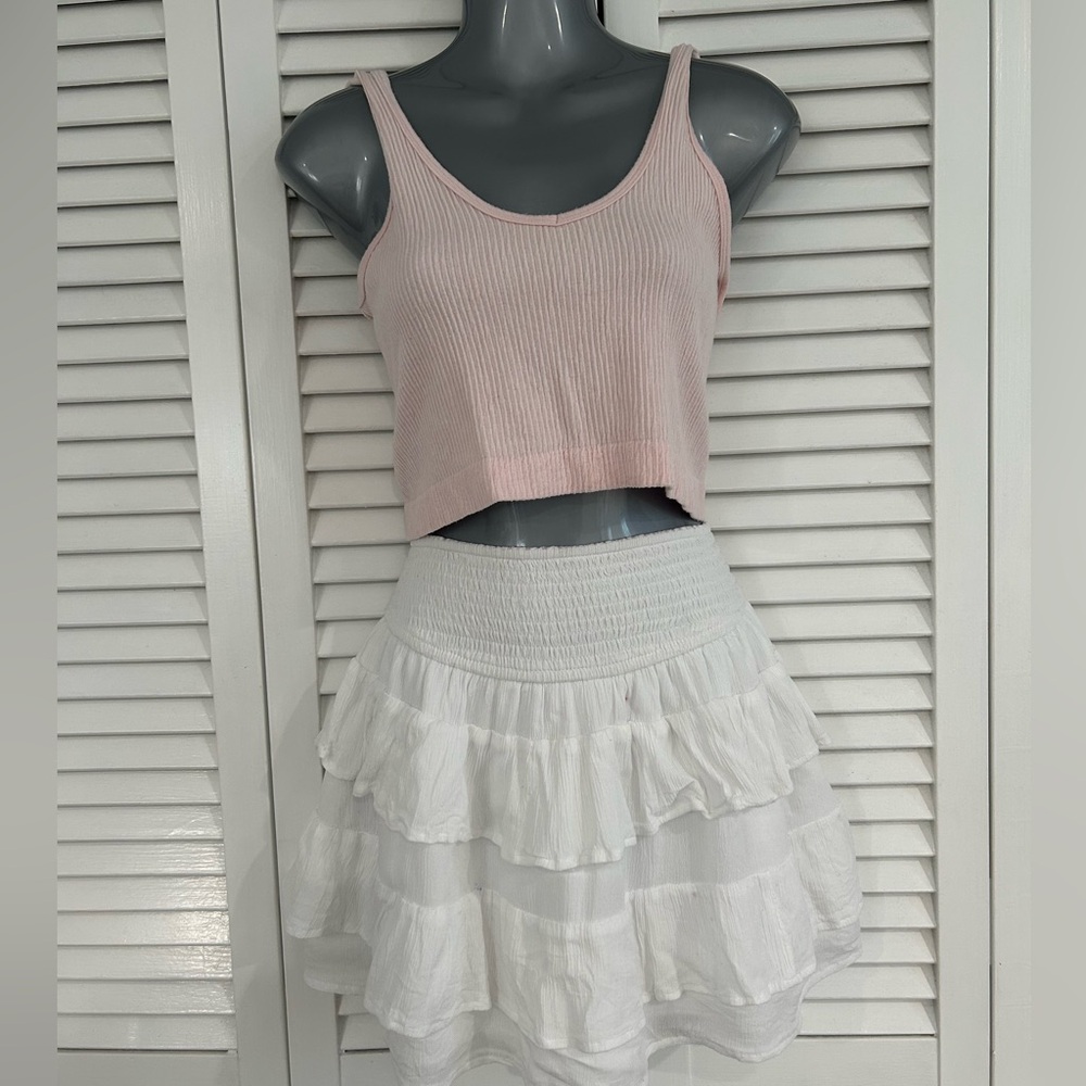 Hollister Ultra High Rise Skirt - white- large